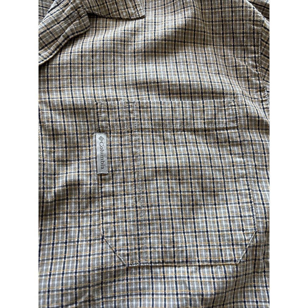 Mens Columbia Sportswear's Beige Plaid Short Sleeve Shirt Size XL - Picture 3 of 5